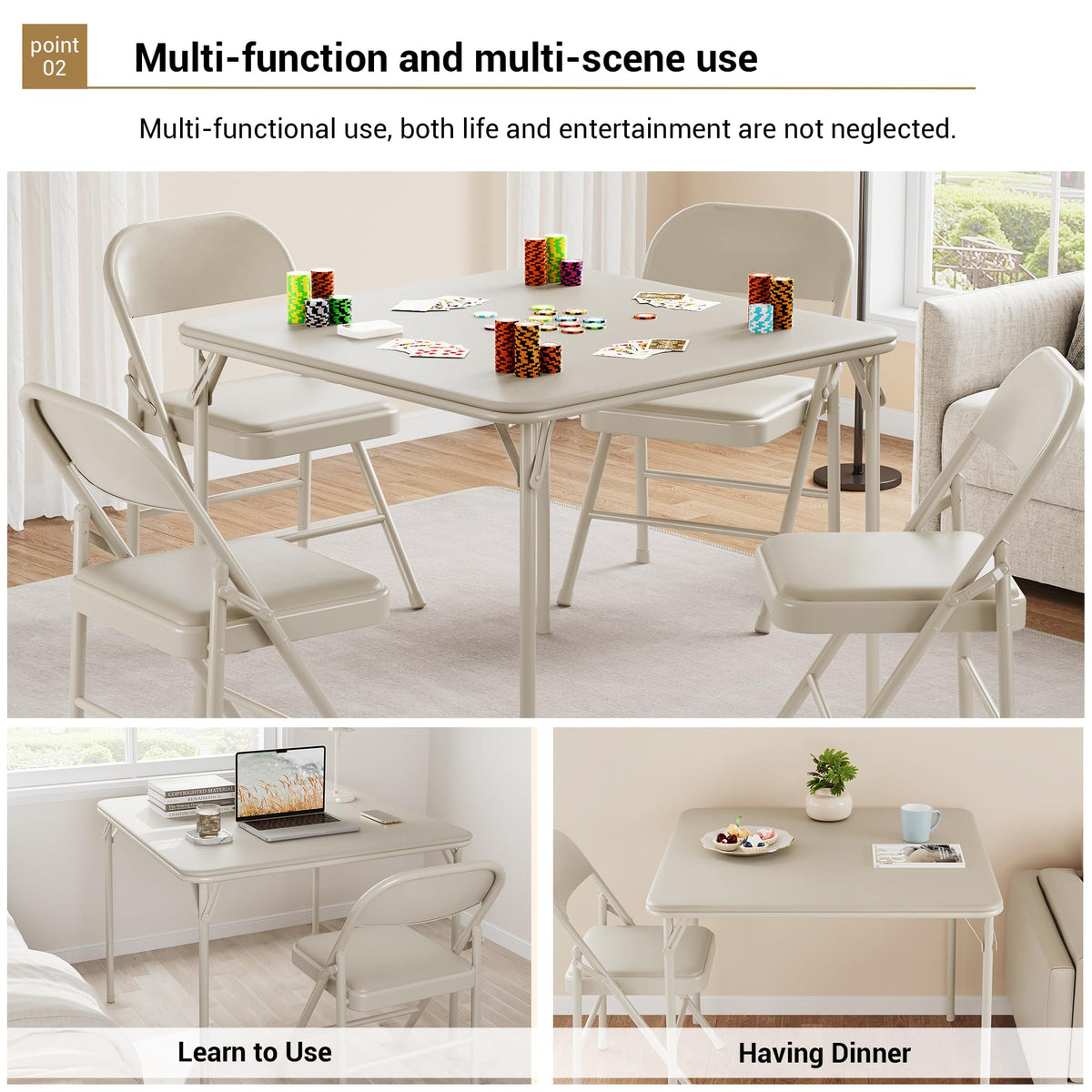 Beige Folding Card Table W34254