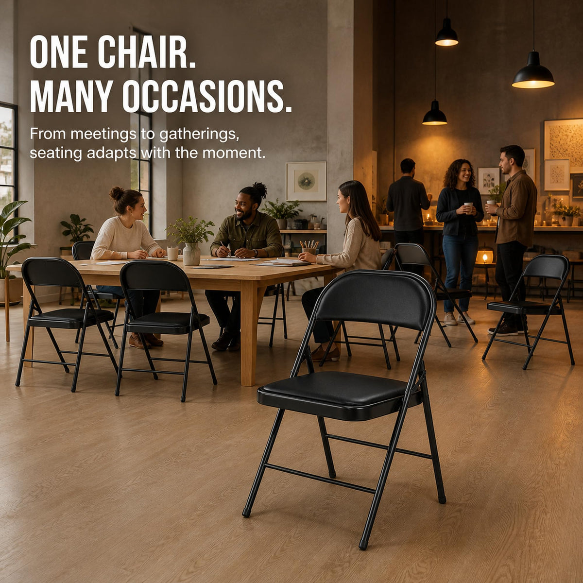 10 Pack Black Folding Chairs A1561