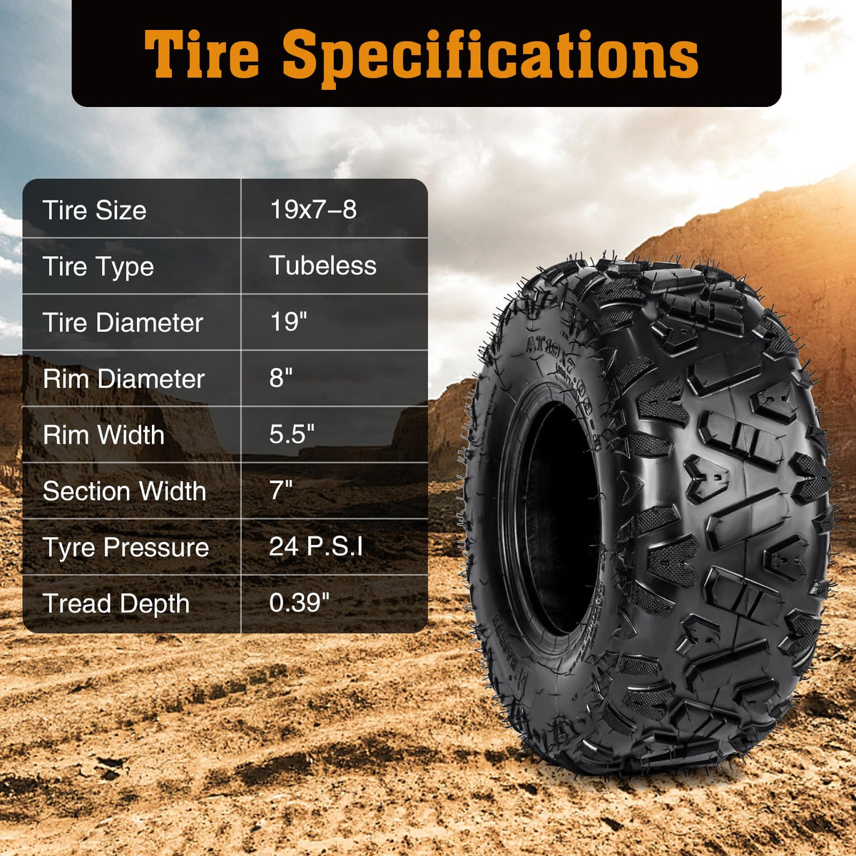 19x7-8 All-Terrain ATV UTV Tires 2 PCS O331