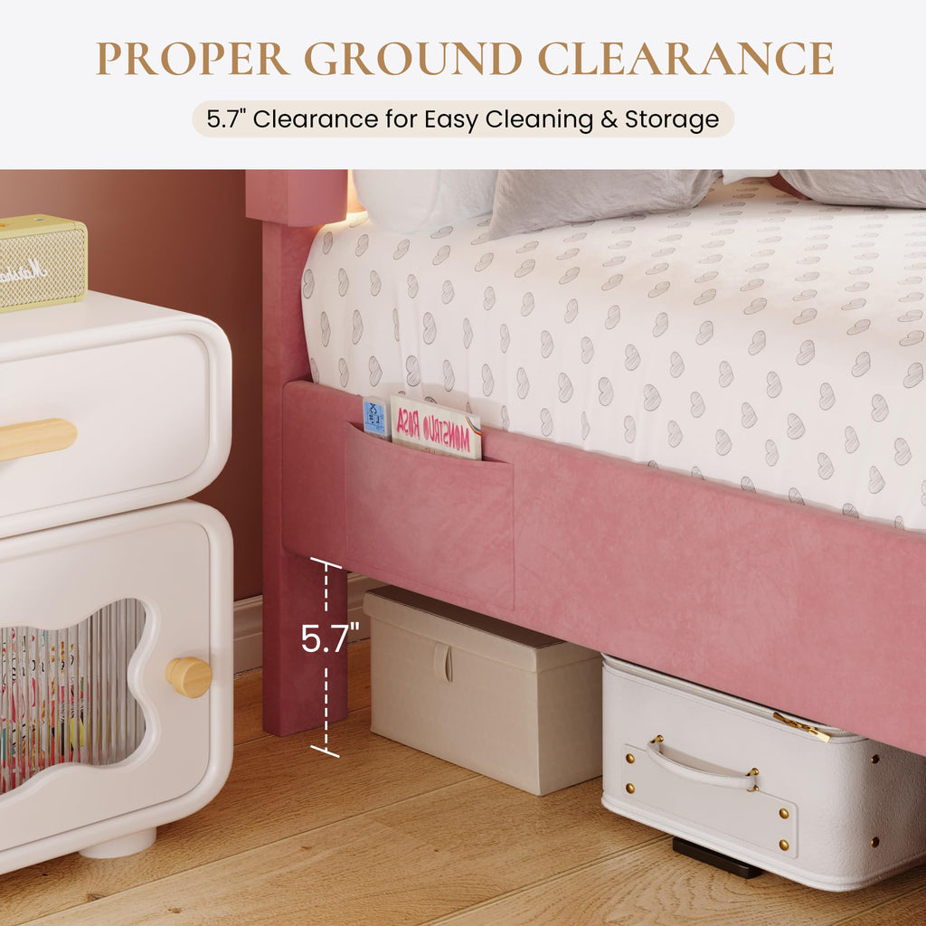Twin Size Bed Frame with LED Lights and Storage Drawer K6914