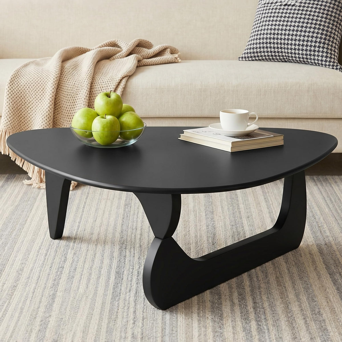 34" Black Coffee Table with Solid Wood Top O12875