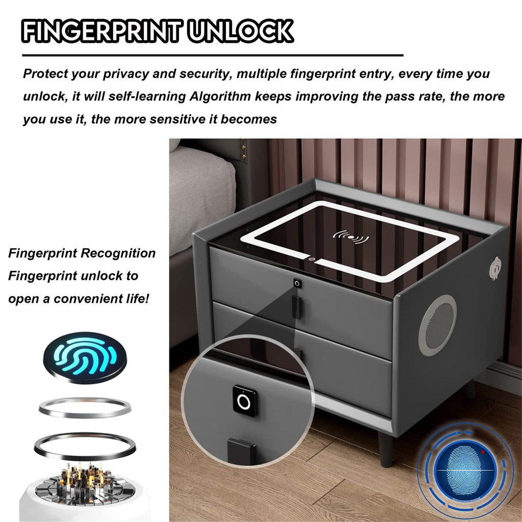 Gray 3 Drawer Nightstand with Charging Station W73546