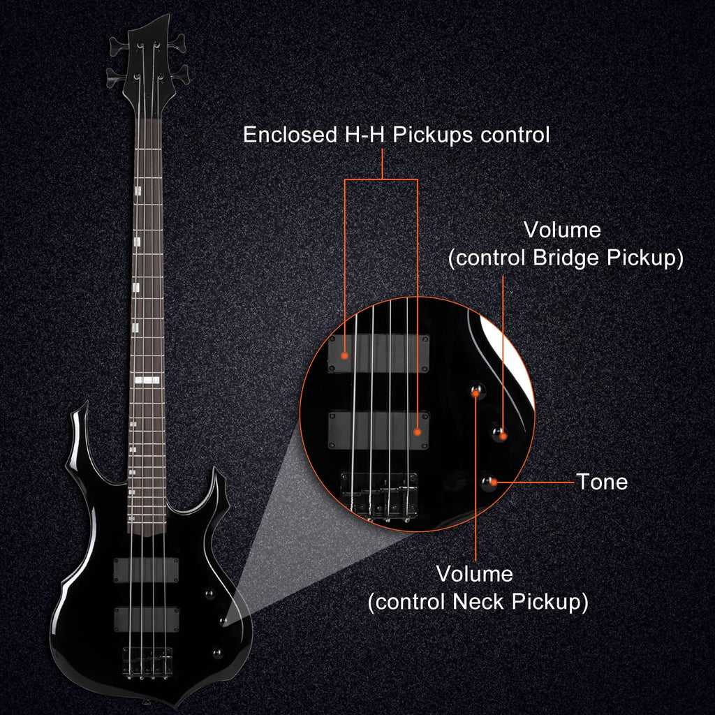 Full Size Flame Design Electric Bass Guitar Kit A37004