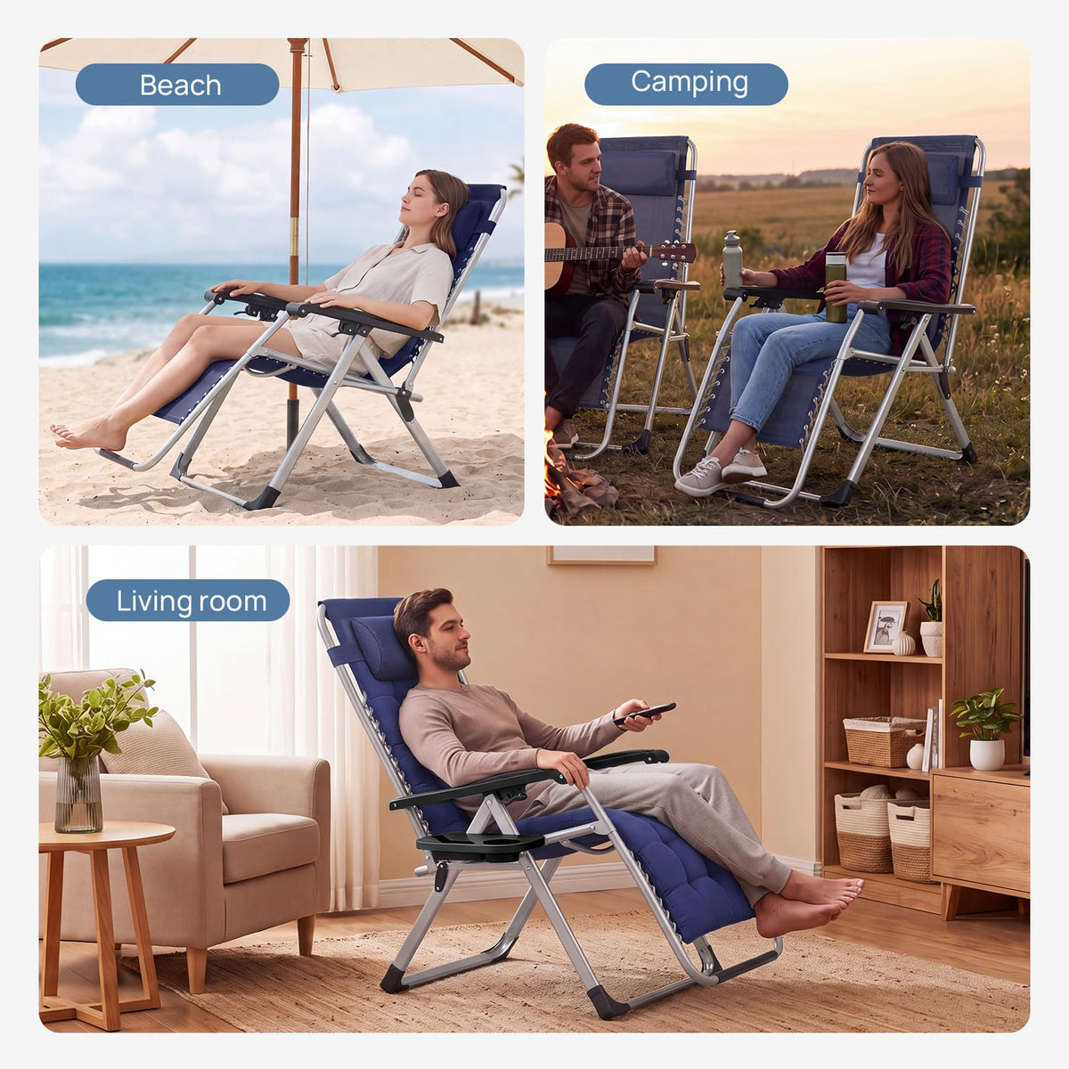 Zero Gravity Chairs Set of 2 with Cup Holder E95447