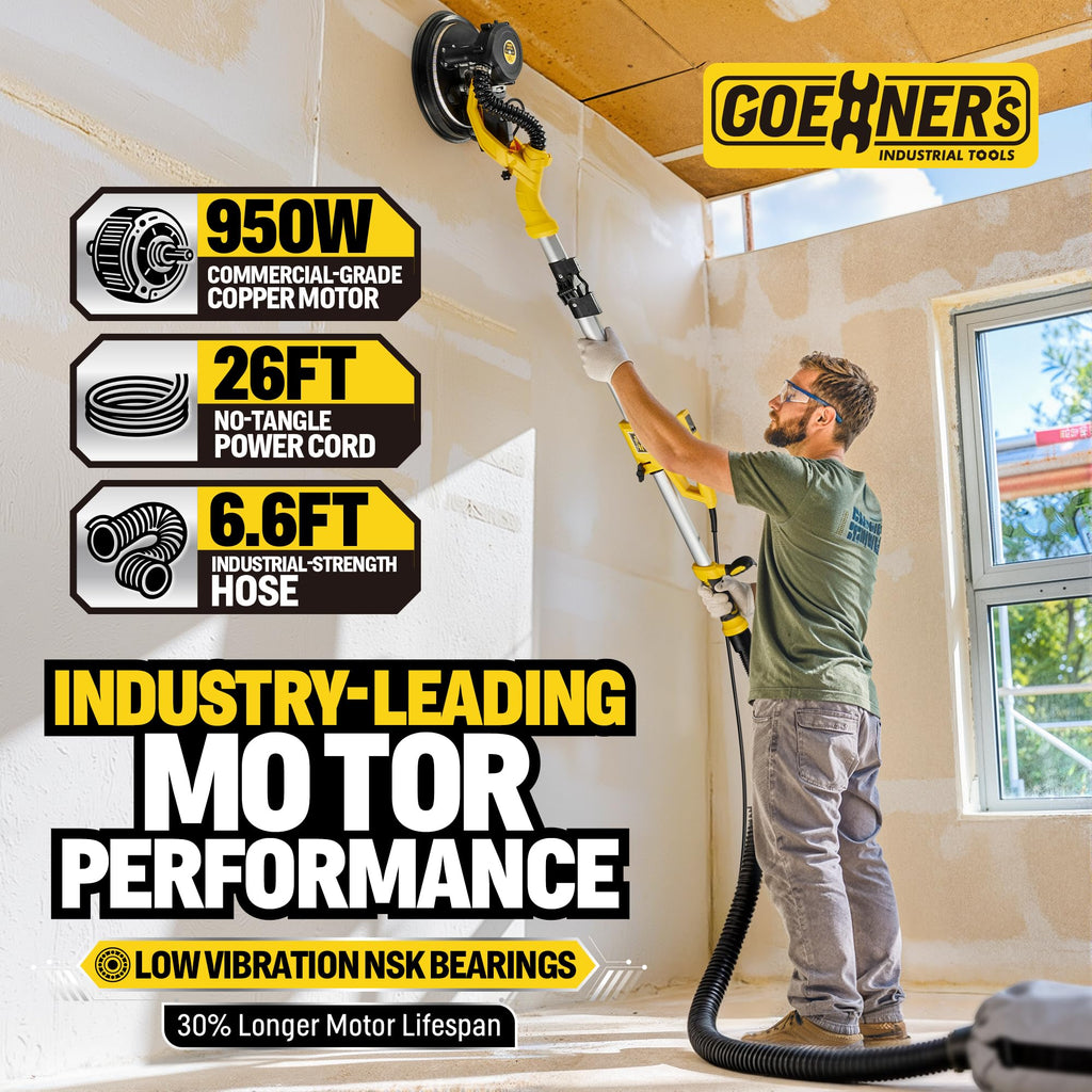 950W Electric Drywall Sander with Vacuum Dust Collector W2638