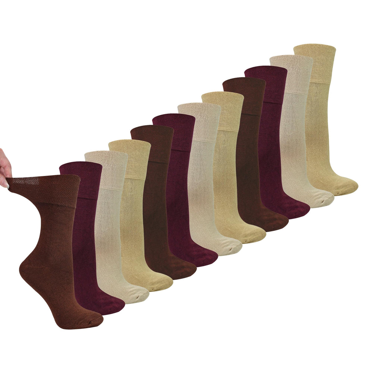 12 Pairs Womens Seamless Diabetic Socks L7527