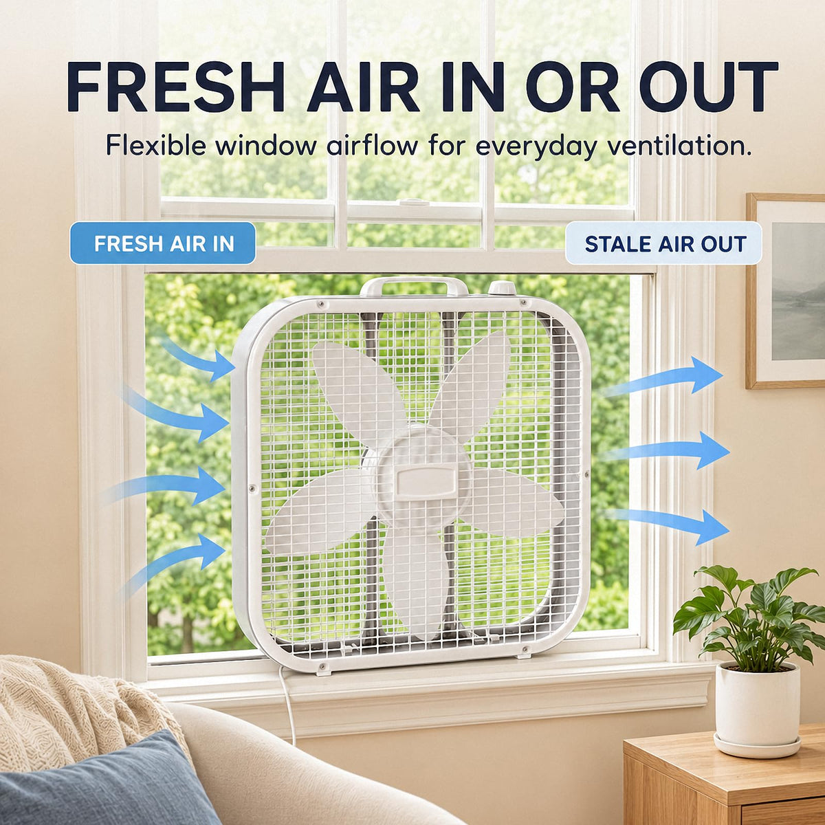 20 Inch 3-Speed White Box Fan S16562