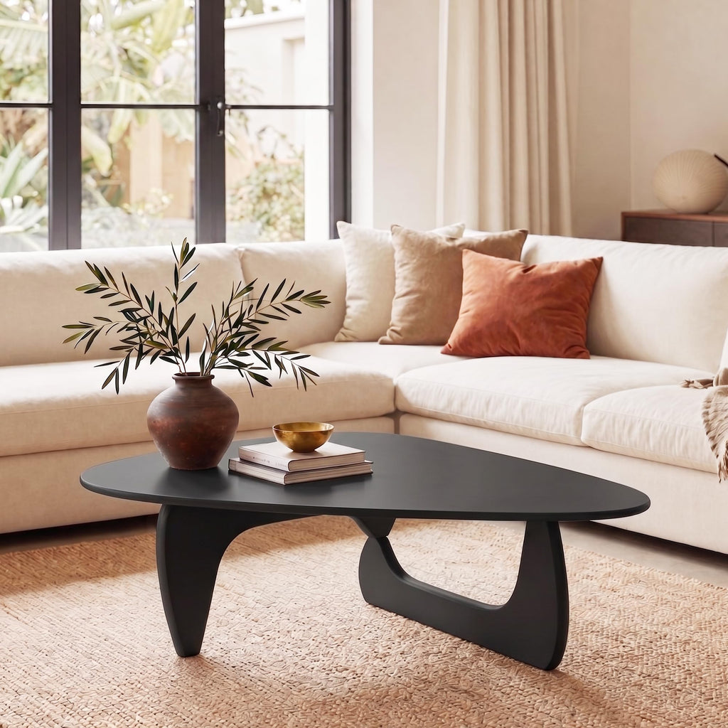34" Black Coffee Table with Solid Wood Top O12875