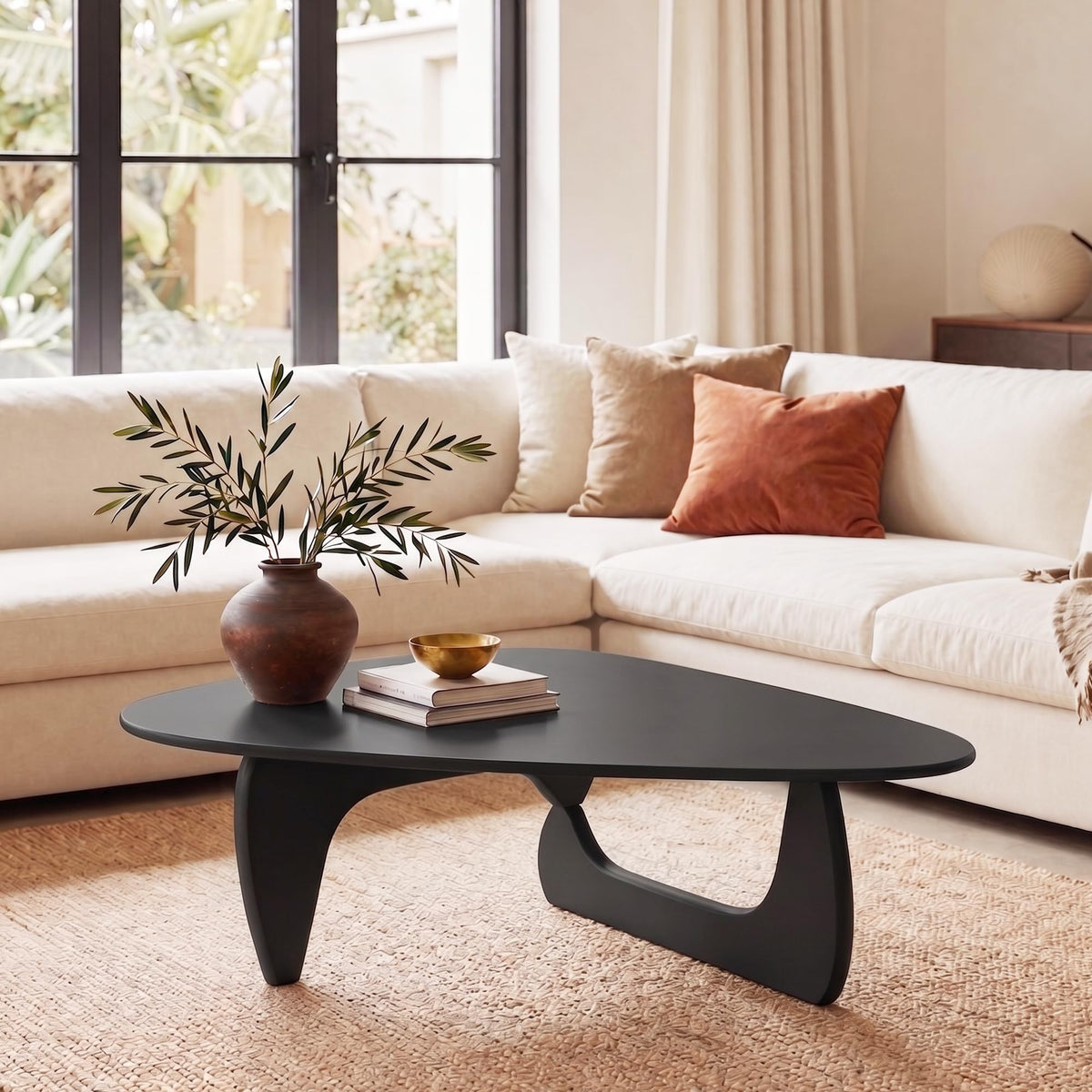 34" Black Coffee Table with Solid Wood Top O12875