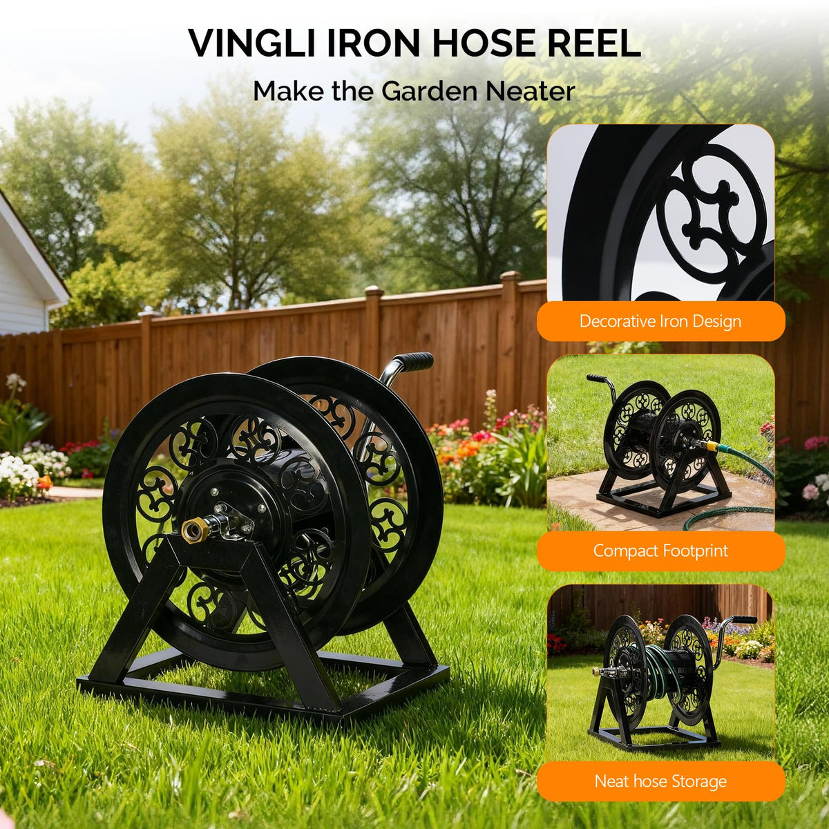 Wall Mount Hose Reel with 108FT Capacity W10863