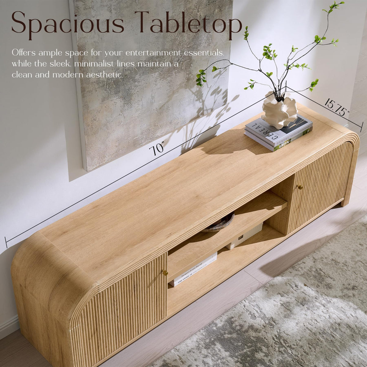 70" Fluted TV Stand with Storage S285747