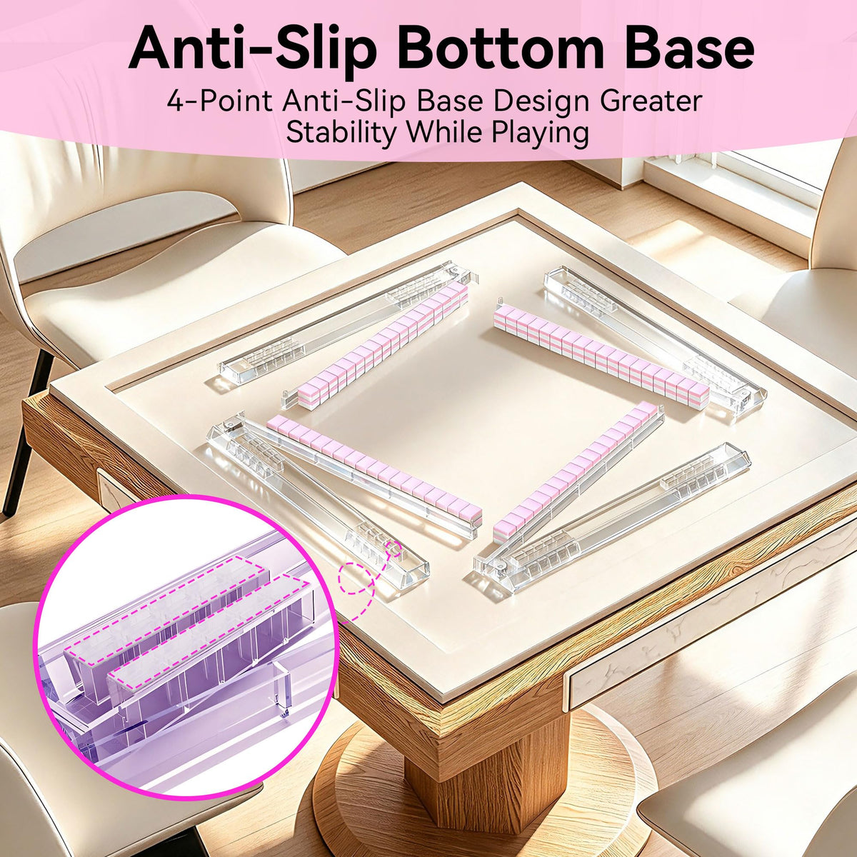 Set of 4 Clear Acrylic Mahjong Racks with Pushers H66919