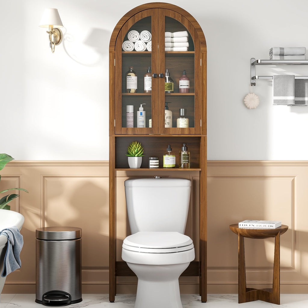 Arched Over The Toilet Storage Cabinet with Acrylic Doors U72957