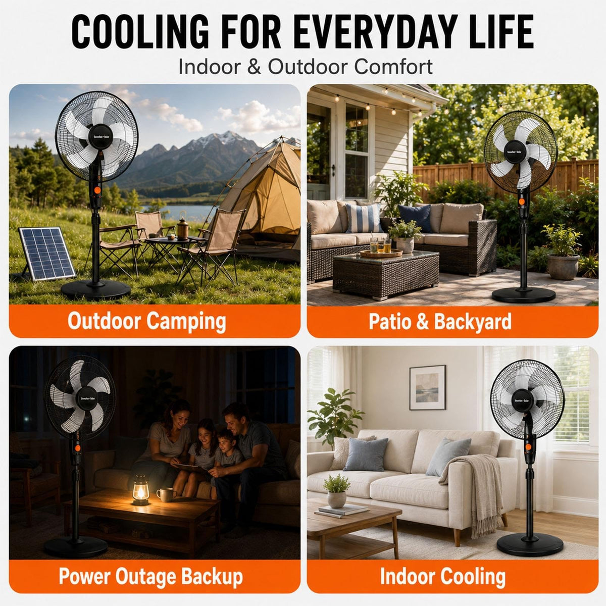 16 Inch Rechargeable Pedestal Fan with Solar Panel R526