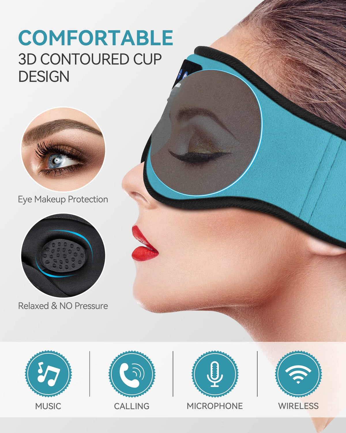 3D Bluetooth Wireless Headband Sleep Mask, Pack of 2 S2261