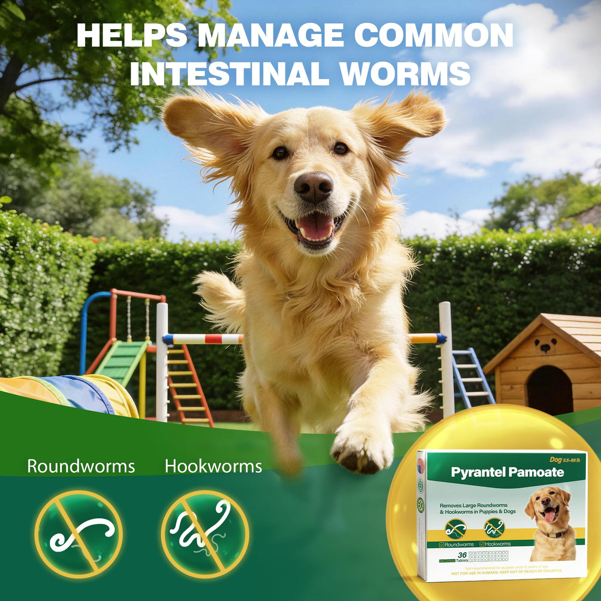 Chewable Pyrantel Pamoate Dog Dewormer 36 Tablets W165