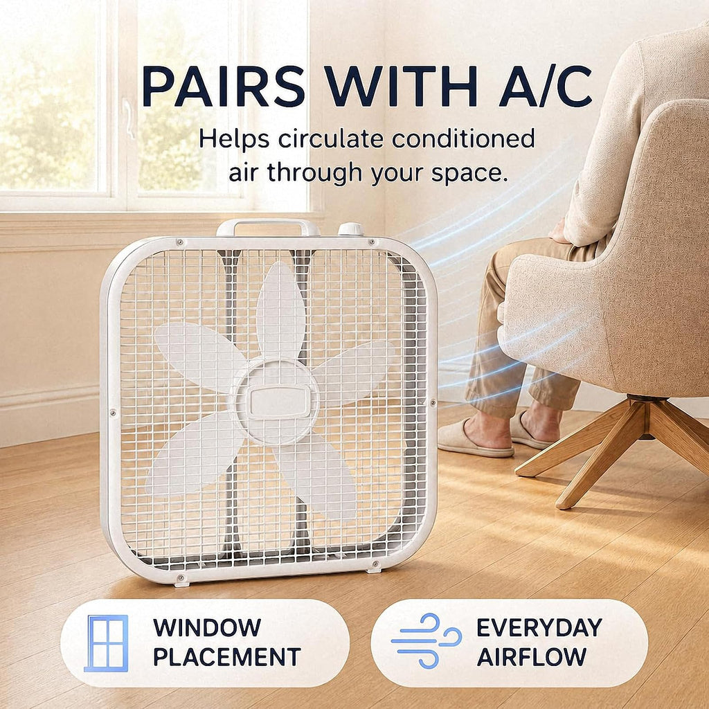 20 Inch 3-Speed White Box Fan S16562