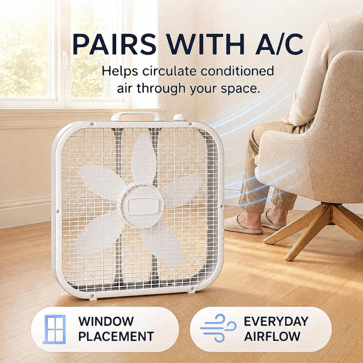 20 Inch 3-Speed White Box Fan S16562