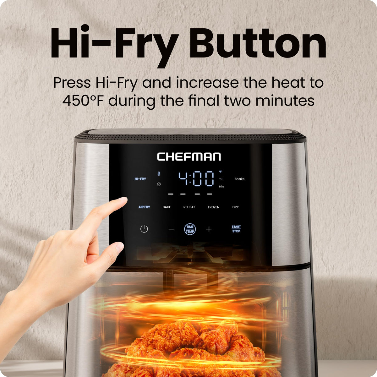 6 Qt 5-in-1 Nonstick Stainless Steel Air Fryer J1376