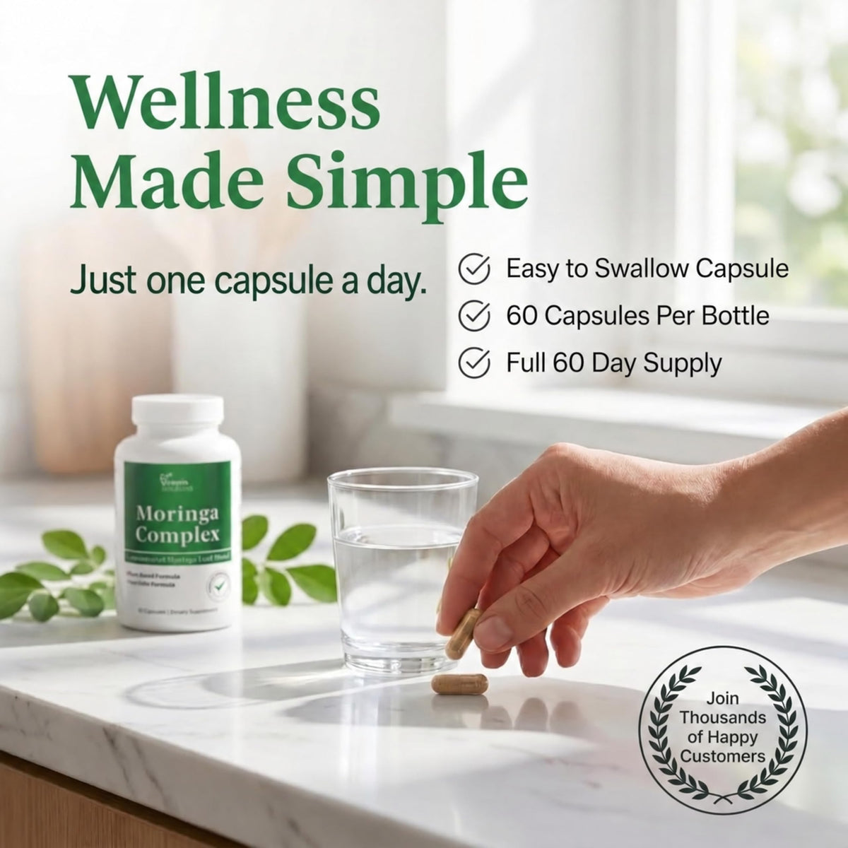 Moringa Oleifera Capsules with 20:1 Leaf Extract H5831