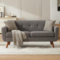 65" Grey Button Tufted Upholstered Loveseat Sofa T319