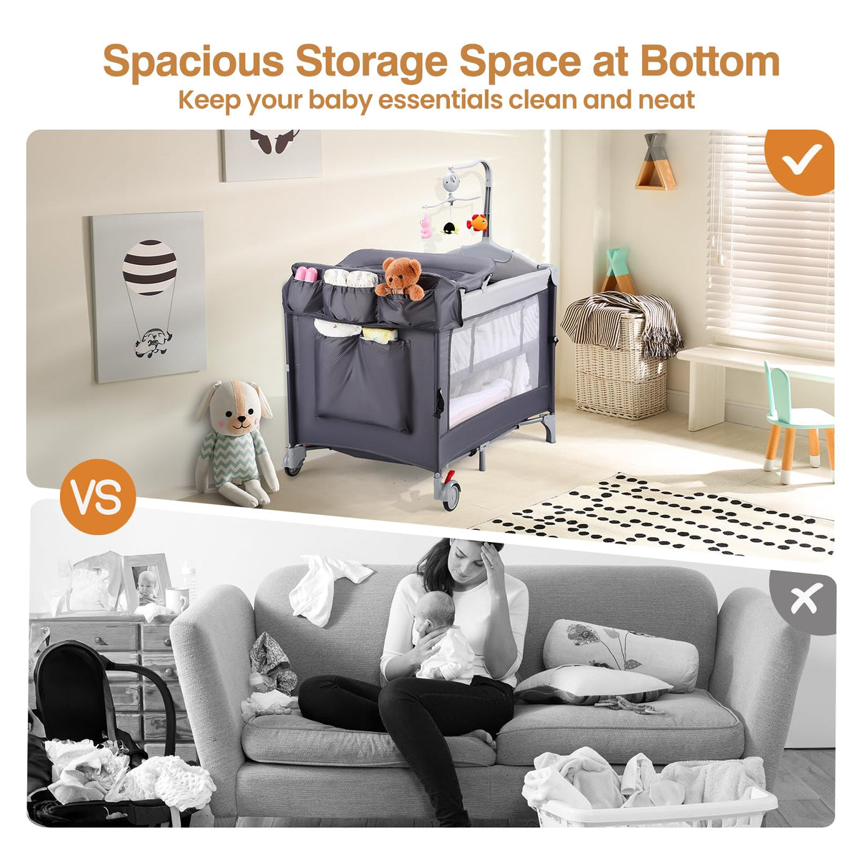 5-in-1 Portable Baby Bassinet with Changing Table and Carry Bag K7587