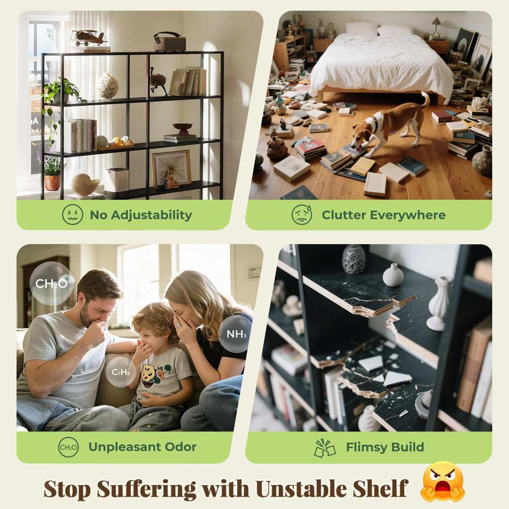 5 Tier Bookshelf with 10 Open Shelves N81908
