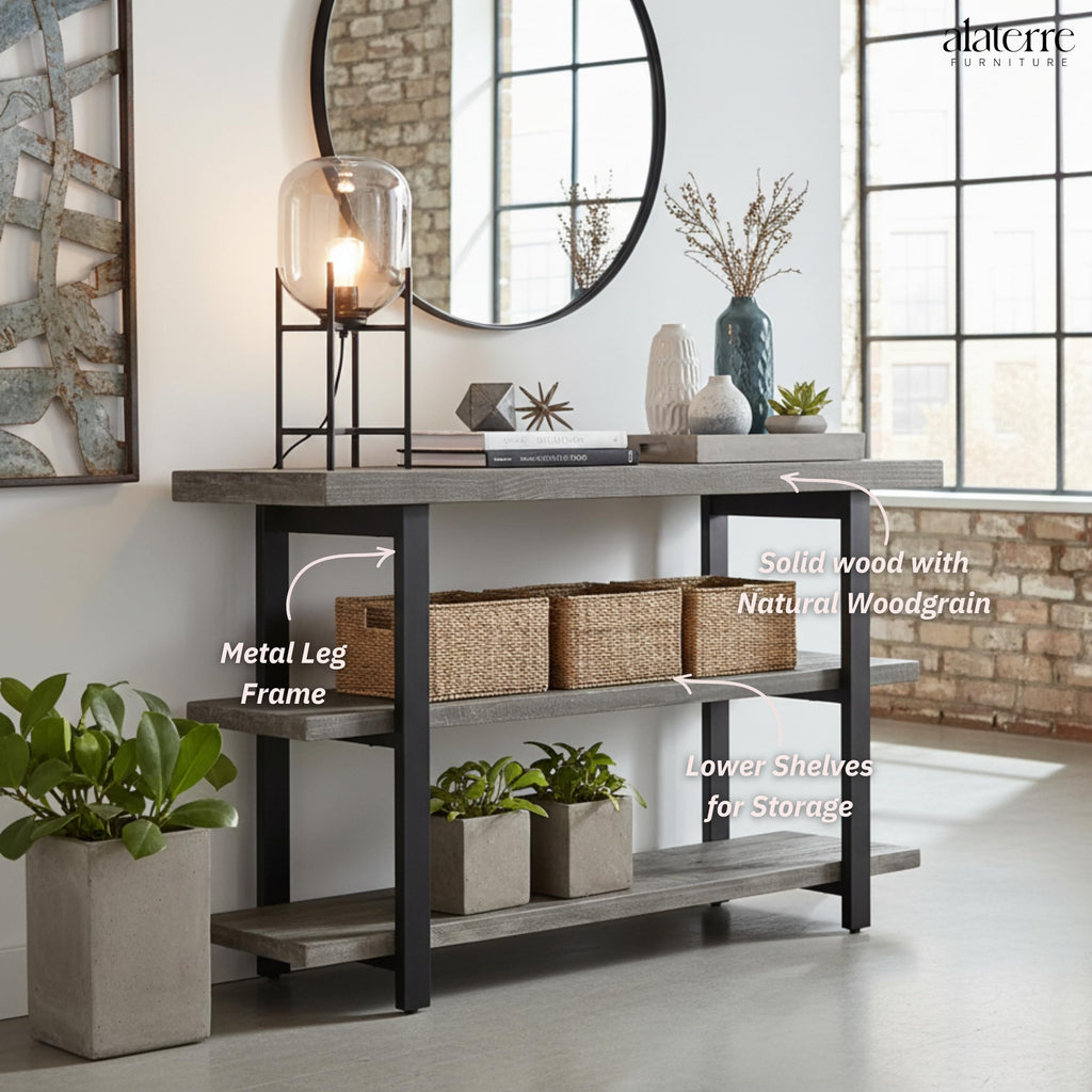 Solid Wood Media Console Table R186623