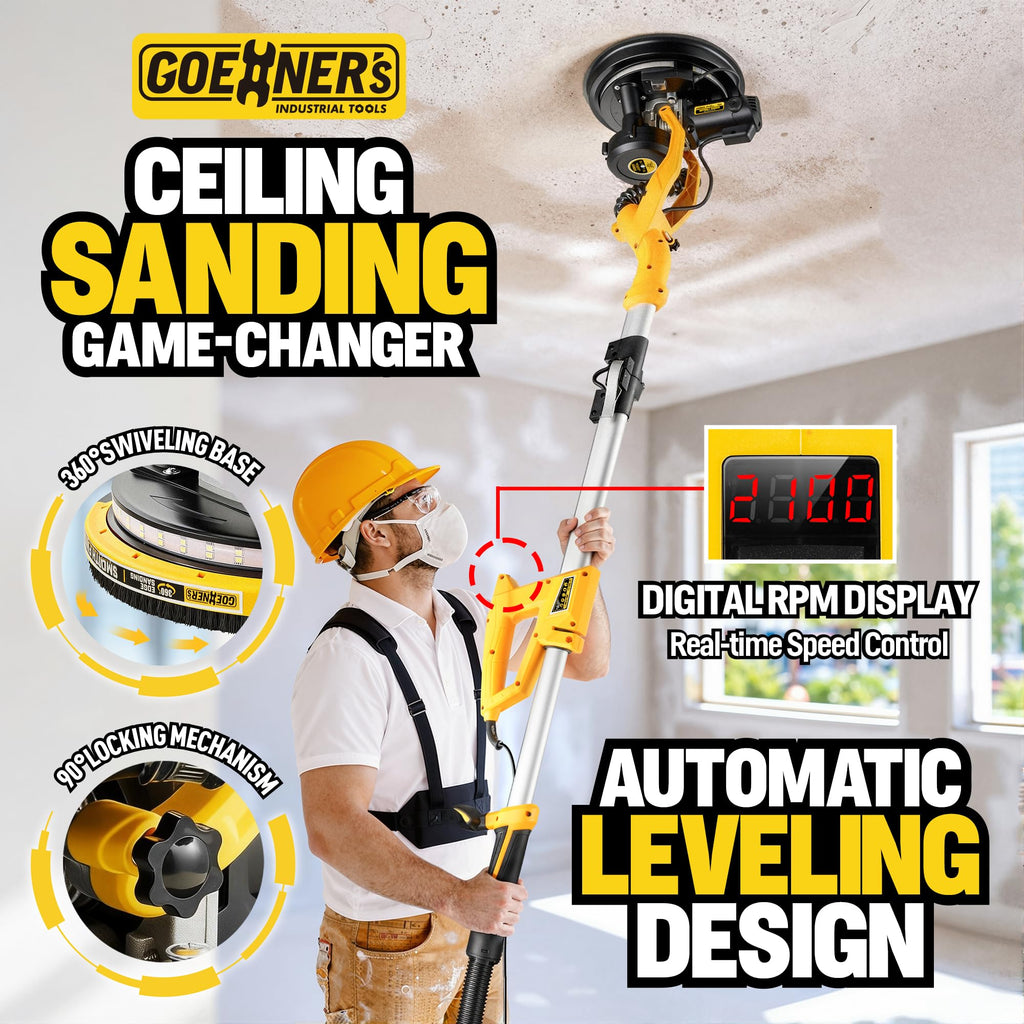 950W Electric Drywall Sander with Vacuum Dust Collector W2638