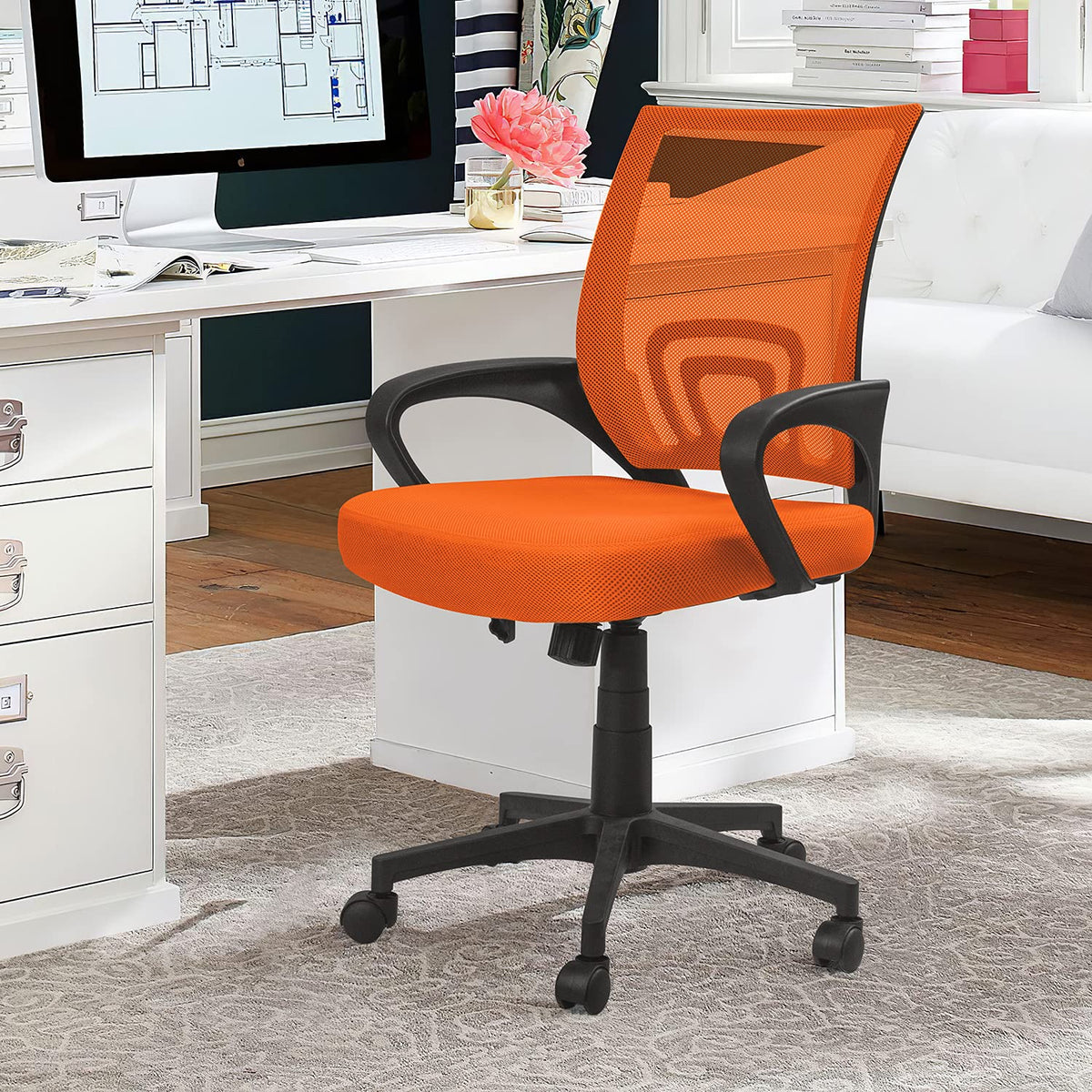 Orange Mesh Ergonomic Office Chair D439014