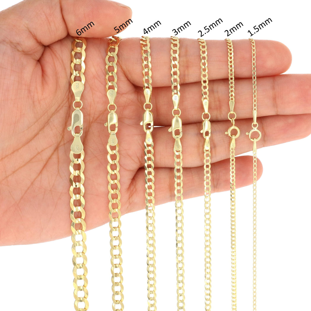 10K Yellow Gold Cuban Curb Link Chain Necklace V571371