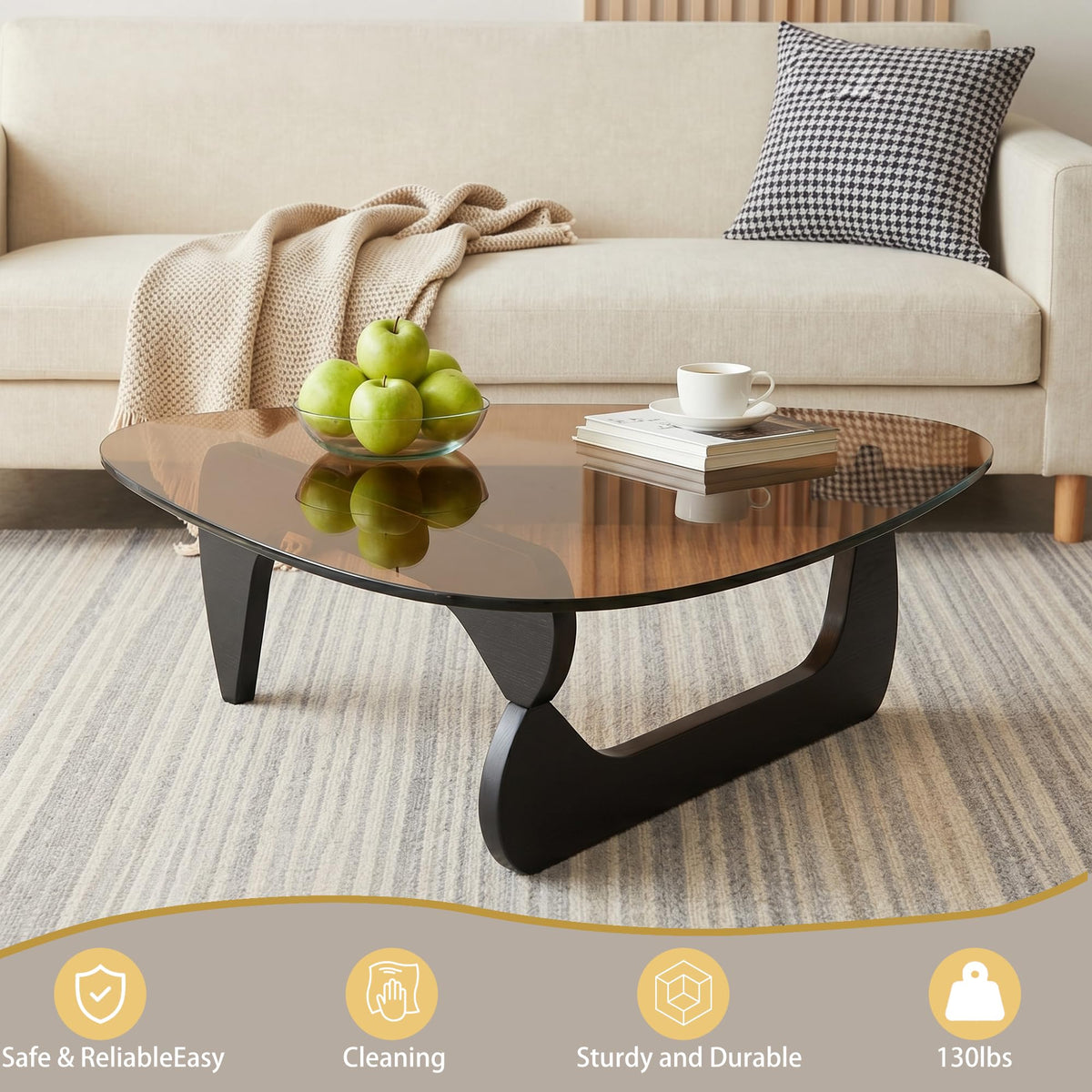 32" Black Tempered Glass Coffee Table B76547