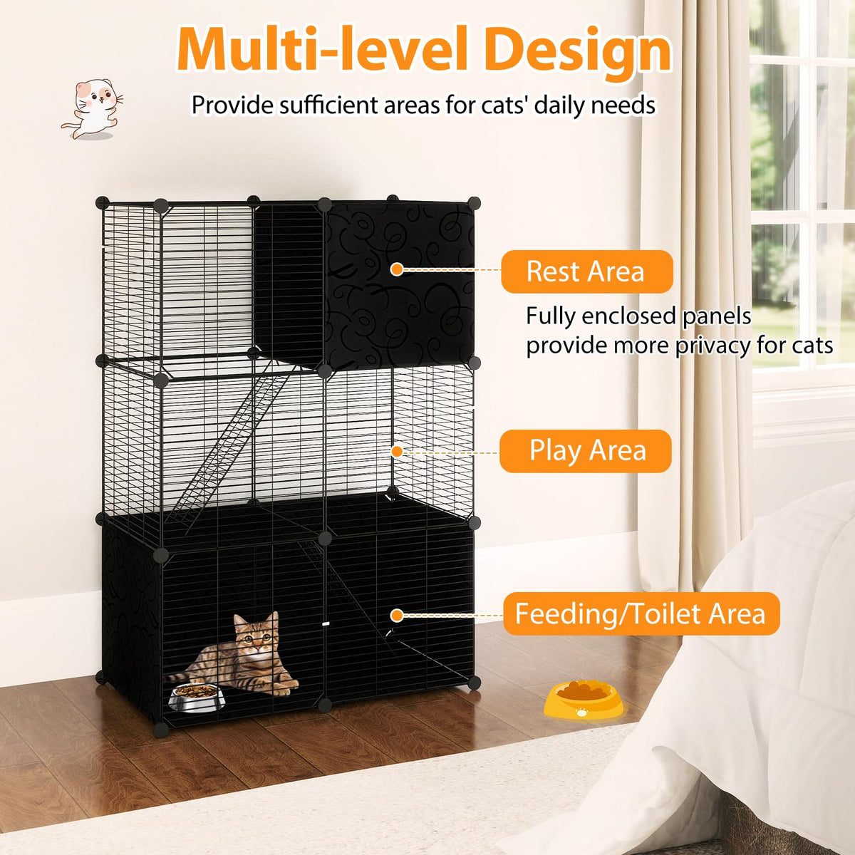 3-Tier Detachable Metal Wire Cat Cage E436
