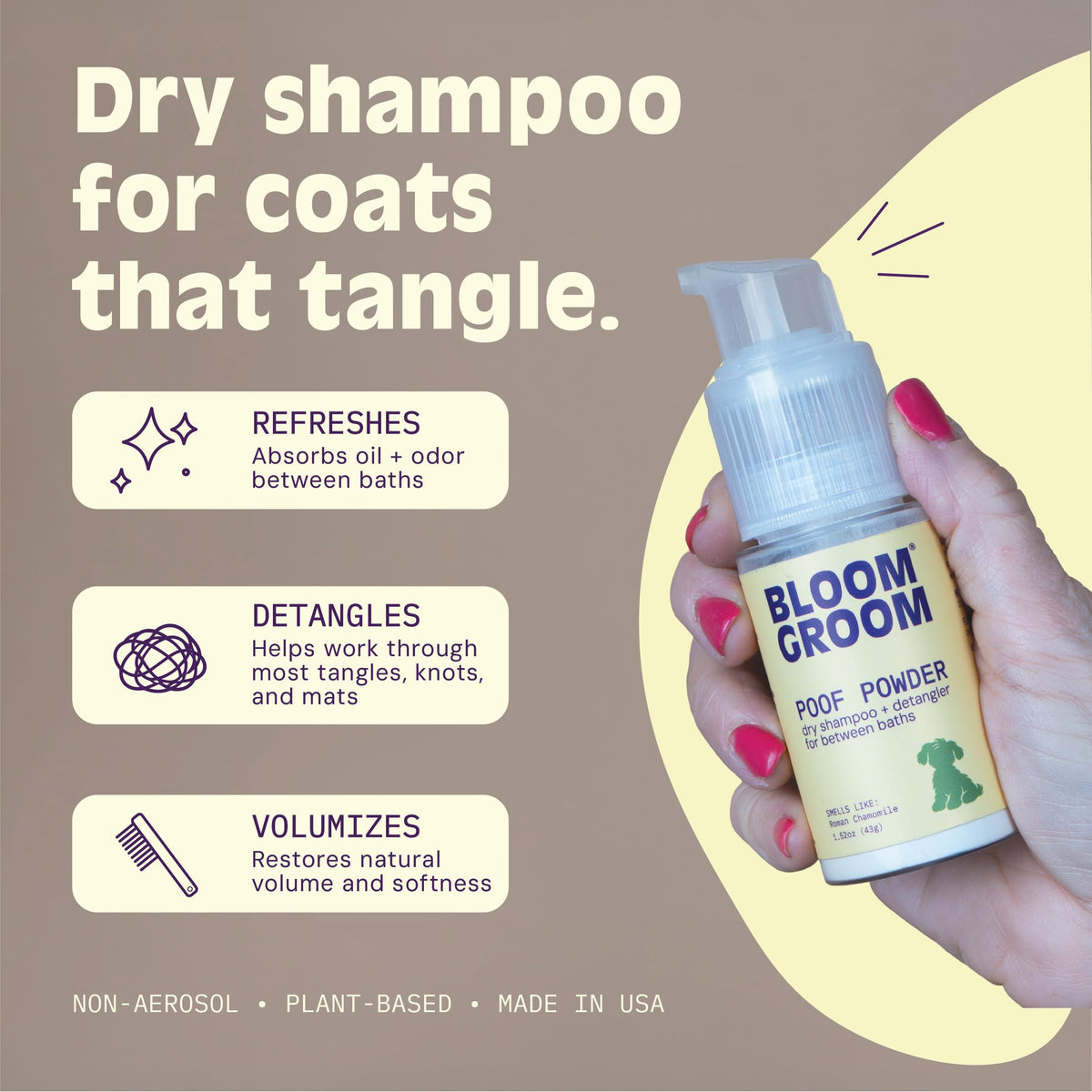 Waterless Dry Shampoo and Detangler for Dogs 1.52 oz C6556
