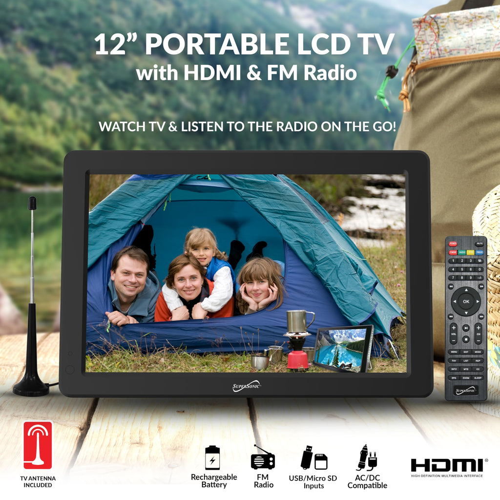 12-inch Portable LED TV with Rechargeable Battery and Remote Control D13562