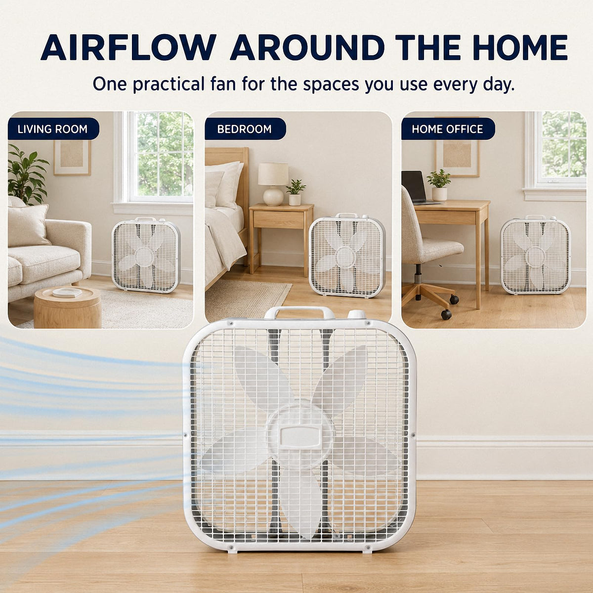 20 Inch 3-Speed White Box Fan S16562