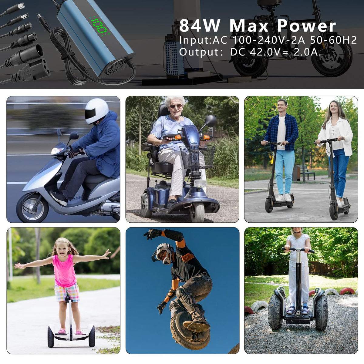 54.6V 3A Electric Scooter Charger 6 in 1 Plugs V356