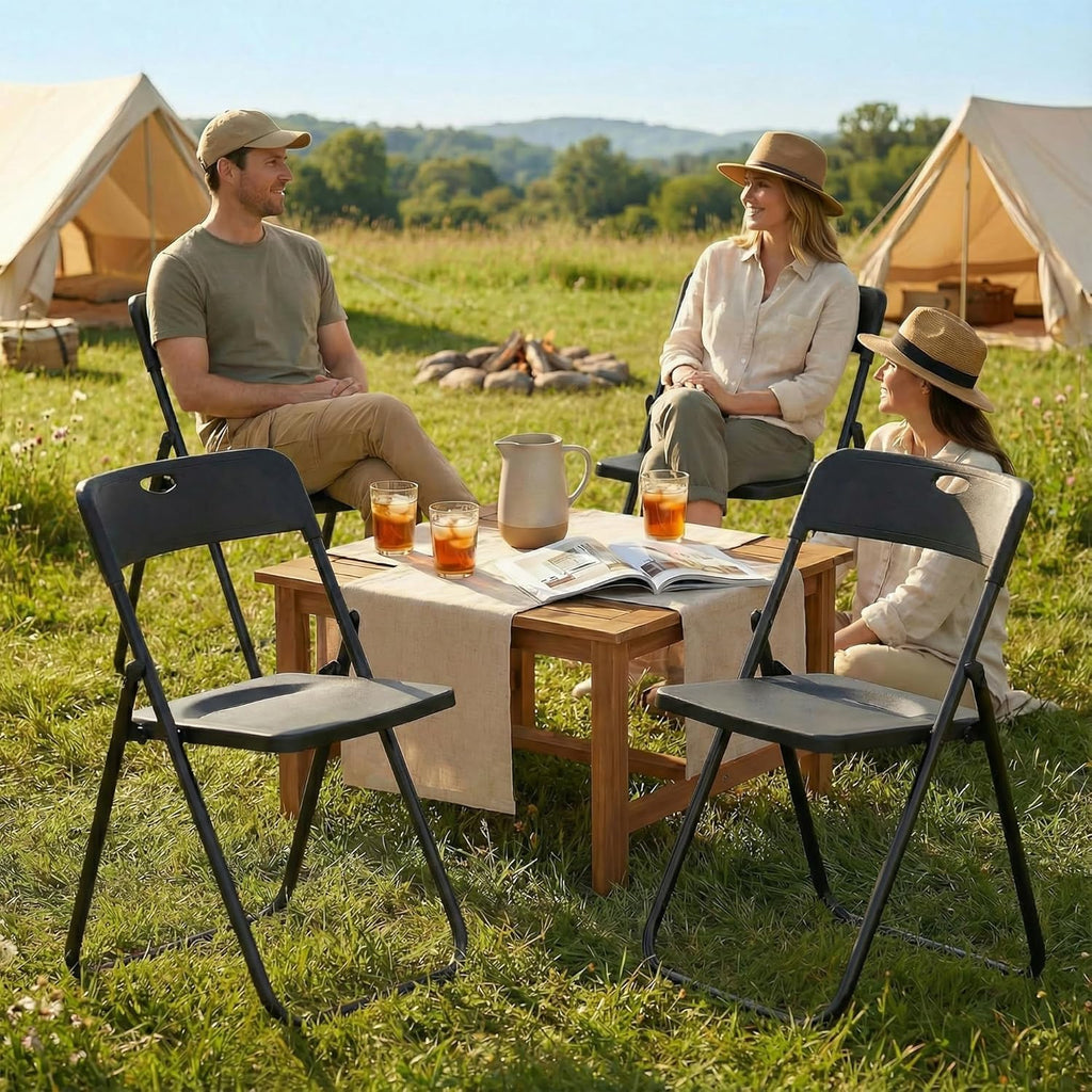 Black Plastic Folding Chairs 10 Pack W77699