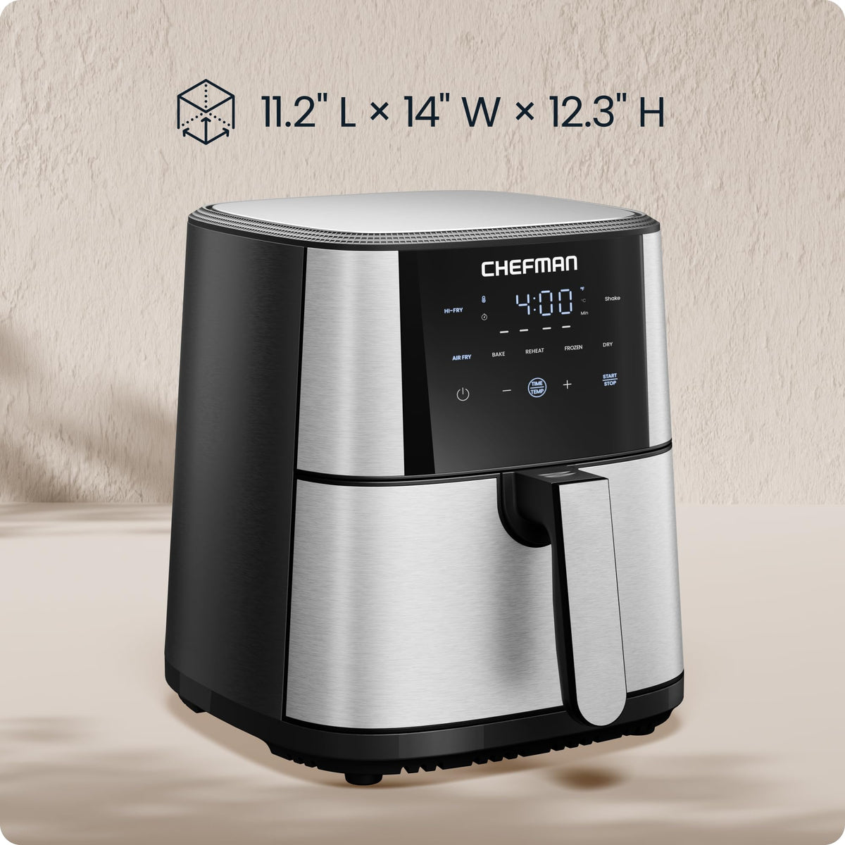 6 Qt 5-in-1 Nonstick Stainless Steel Air Fryer J1376