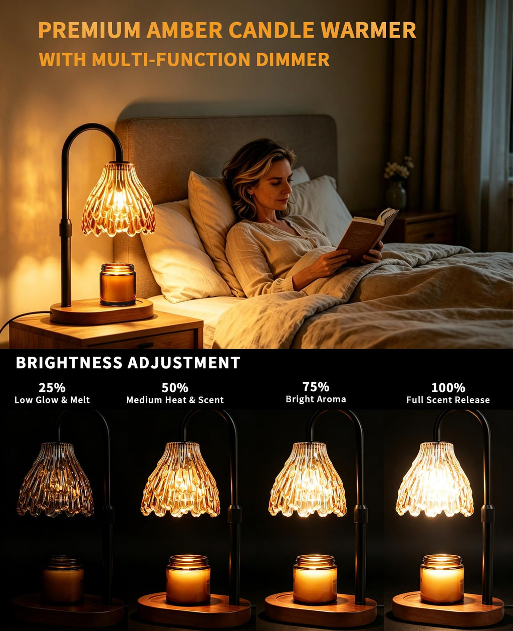 Glass Candle Warmer Lamp with Timer & Dimmer C576798