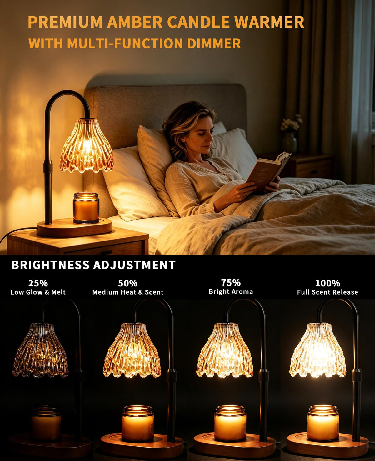 Glass Candle Warmer Lamp with Timer & Dimmer C576798