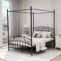 Black Four-Poster Metal Canopy Bed Frame Z790100