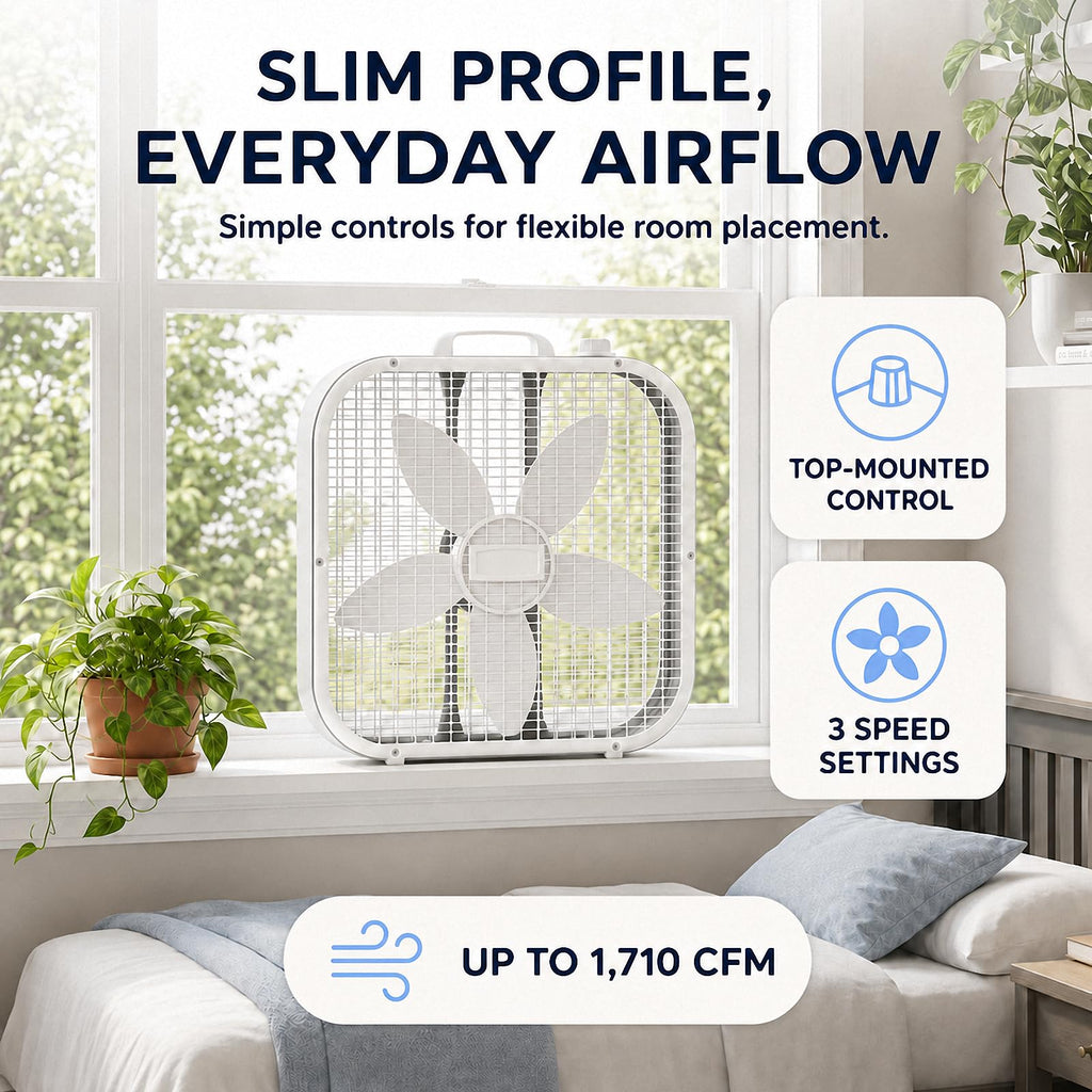20 Inch 3-Speed White Box Fan S16562