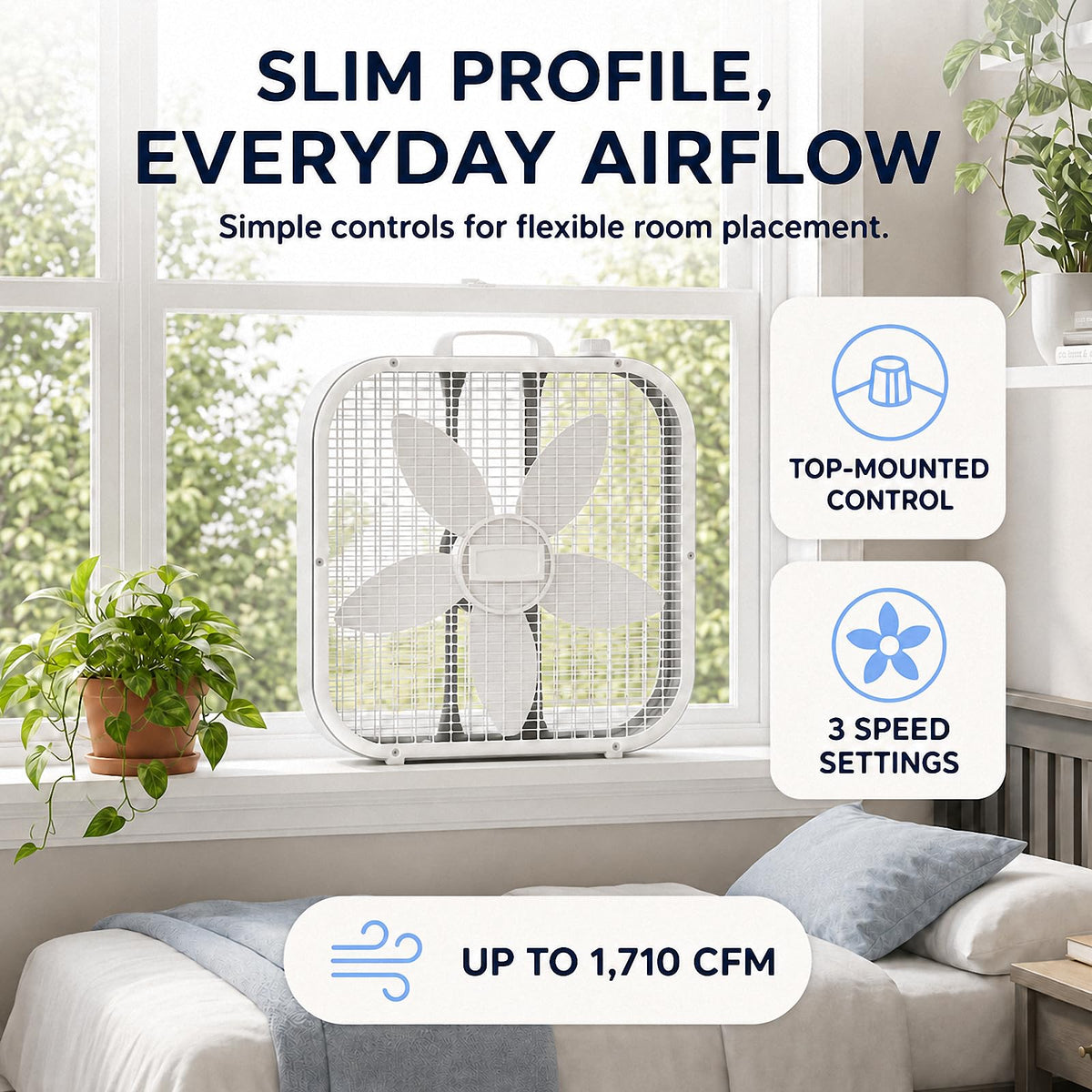 20 Inch 3-Speed White Box Fan S16562