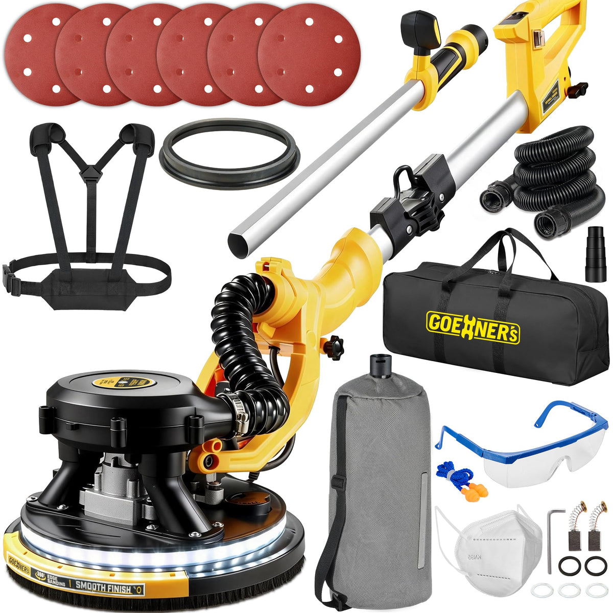 950W Electric Drywall Sander with Vacuum Dust Collector W2638