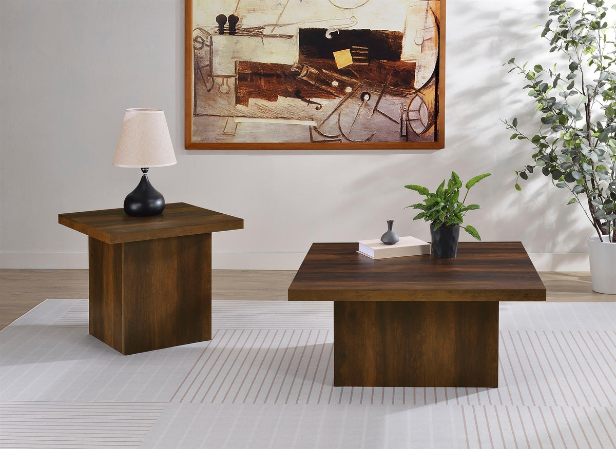 Dark Pine 2-Piece Square Coffee Table Set K464