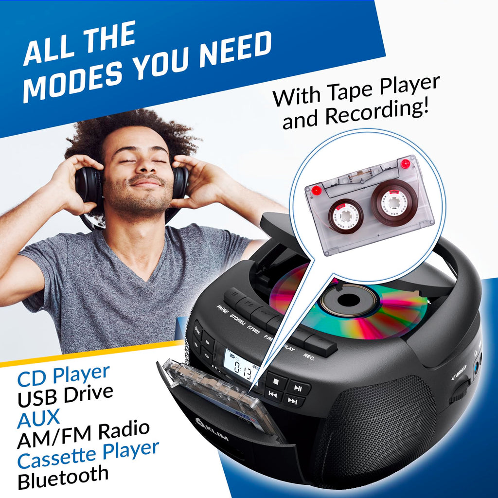 CD Cassette Player with Bluetooth AM FM Radio USB Drive H2461
