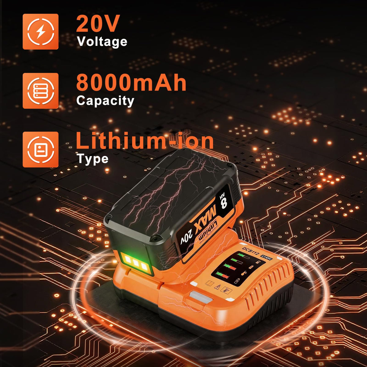 8000mAh Replacement Battery and Charger P57856