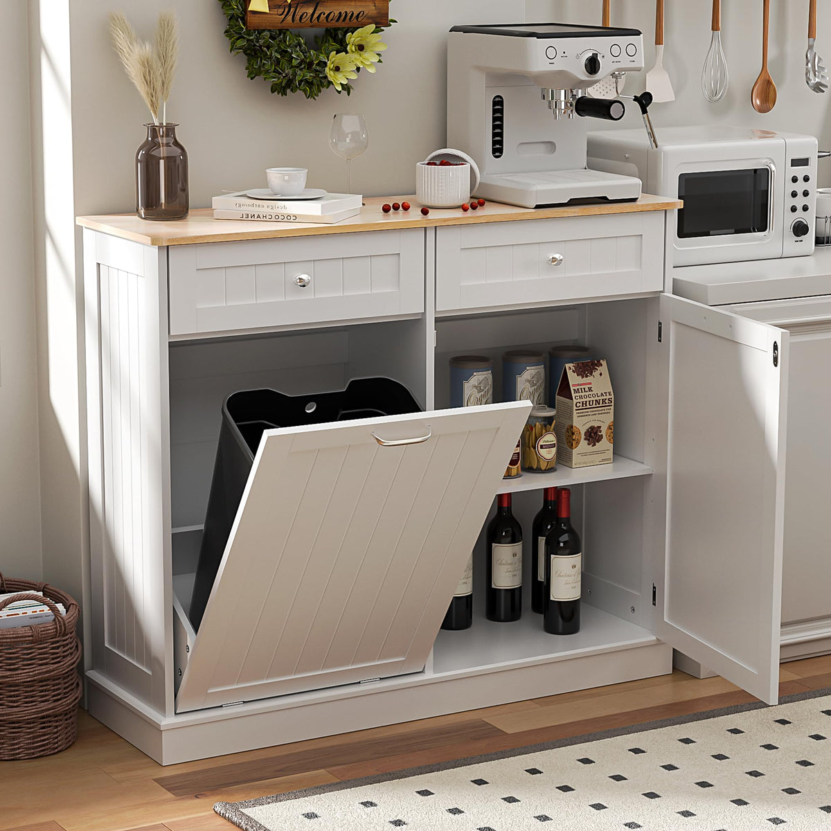 Dual Door Tilt Out Trash Can Cabinet P2545