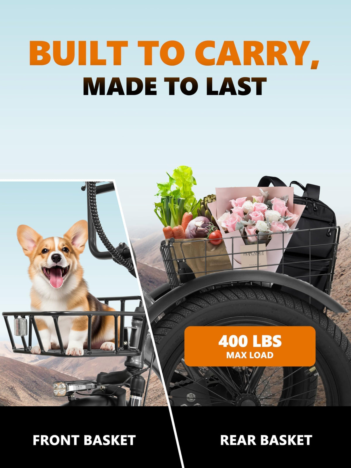 Foldable 3-Wheel Electric Trike Bike with 1200W Peak Motor O8472